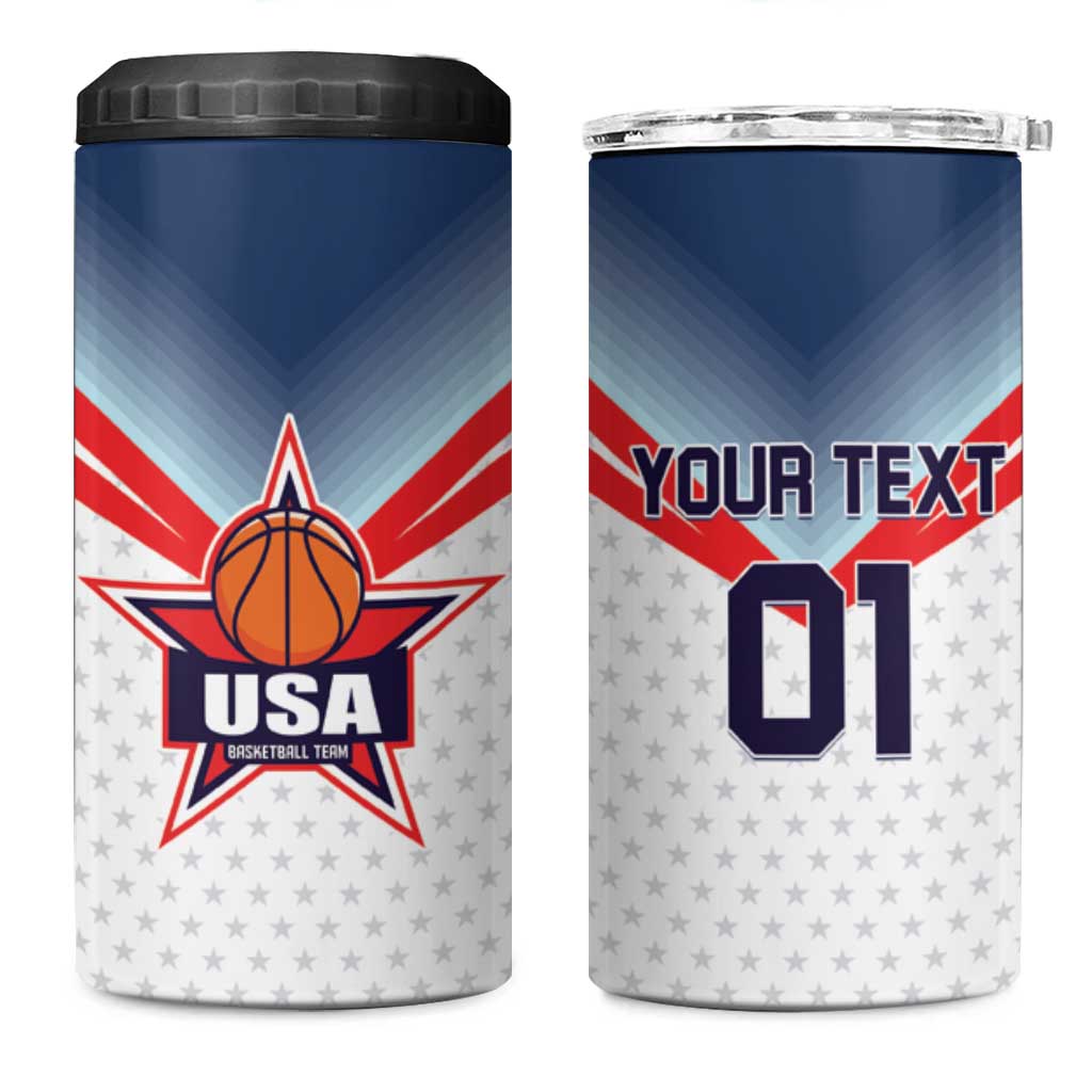 Custom USA Basketball Team 4 in 1 Can Cooler Tumbler Shine Like Stars