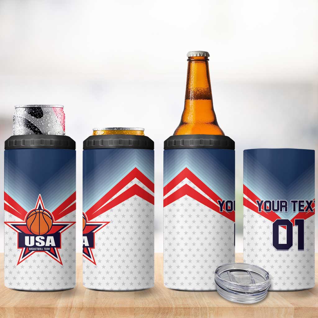 Custom USA Basketball Team 4 in 1 Can Cooler Tumbler Shine Like Stars