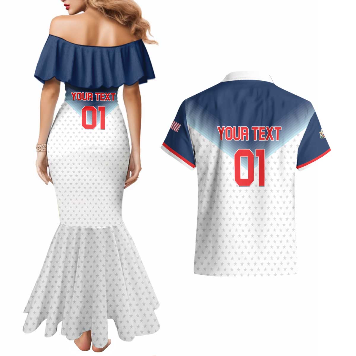 Custom USA Basketball Team Couples Matching Mermaid Dress and Hawaiian Shirt Shine Like Stars
