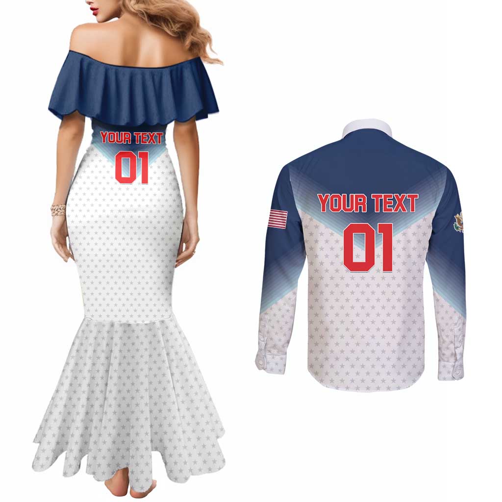 Custom USA Basketball Team Couples Matching Mermaid Dress and Long Sleeve Button Shirt Shine Like Stars