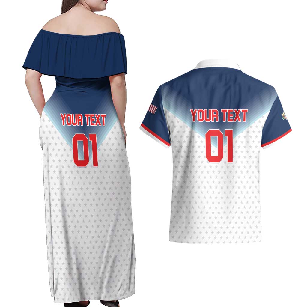 Custom USA Basketball Team Couples Matching Off Shoulder Maxi Dress and Hawaiian Shirt Shine Like Stars