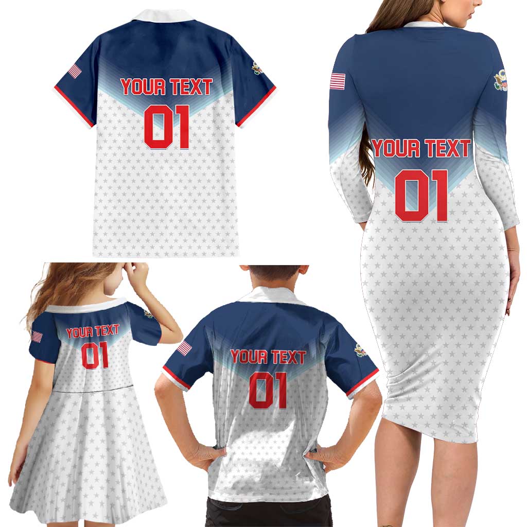 Custom USA Basketball Team Family Matching Long Sleeve Bodycon Dress and Hawaiian Shirt Shine Like Stars
