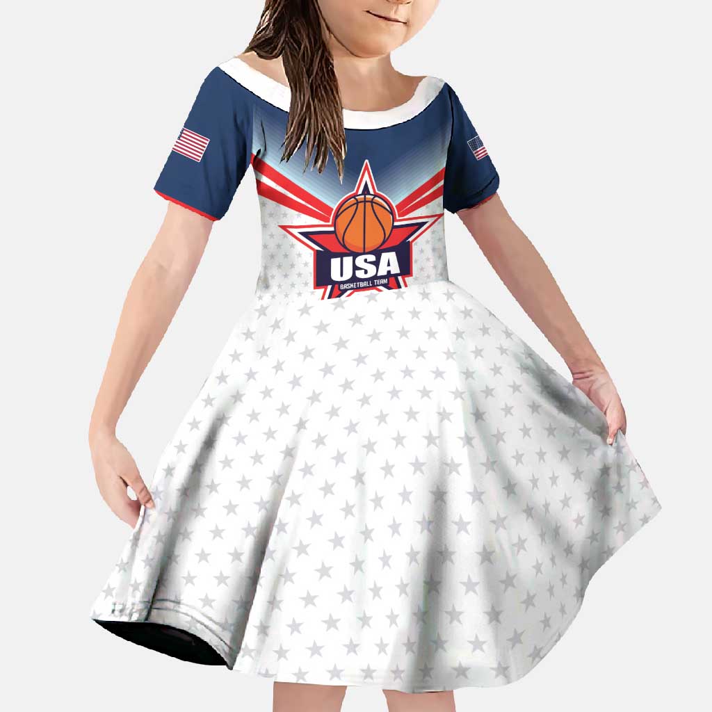 Custom USA Basketball Team Family Matching Off Shoulder Maxi Dress and Hawaiian Shirt Shine Like Stars