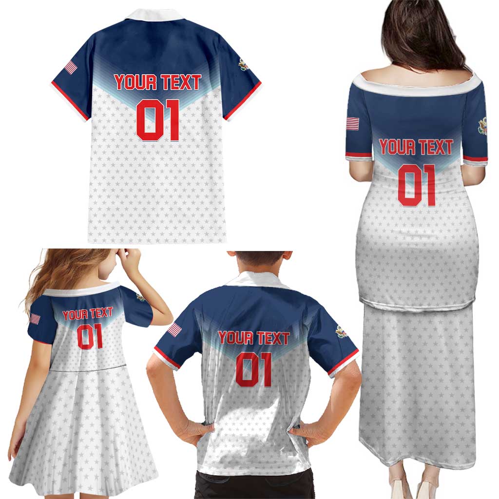 Custom USA Basketball Team Family Matching Puletasi and Hawaiian Shirt Shine Like Stars