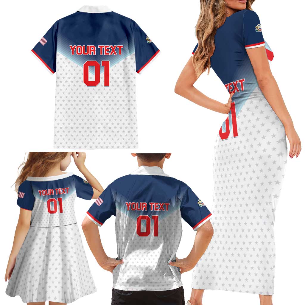 Custom USA Basketball Team Family Matching Short Sleeve Bodycon Dress and Hawaiian Shirt Shine Like Stars