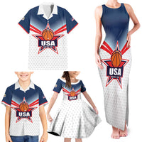 Custom USA Basketball Team Family Matching Tank Maxi Dress and Hawaiian Shirt Shine Like Stars