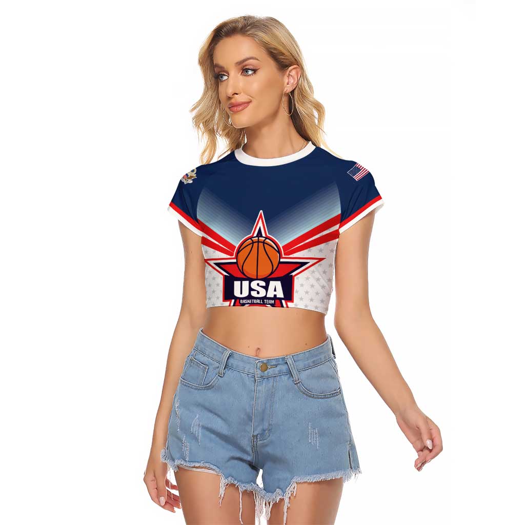 Custom USA Basketball Team Raglan Cropped T Shirt Shine Like Stars