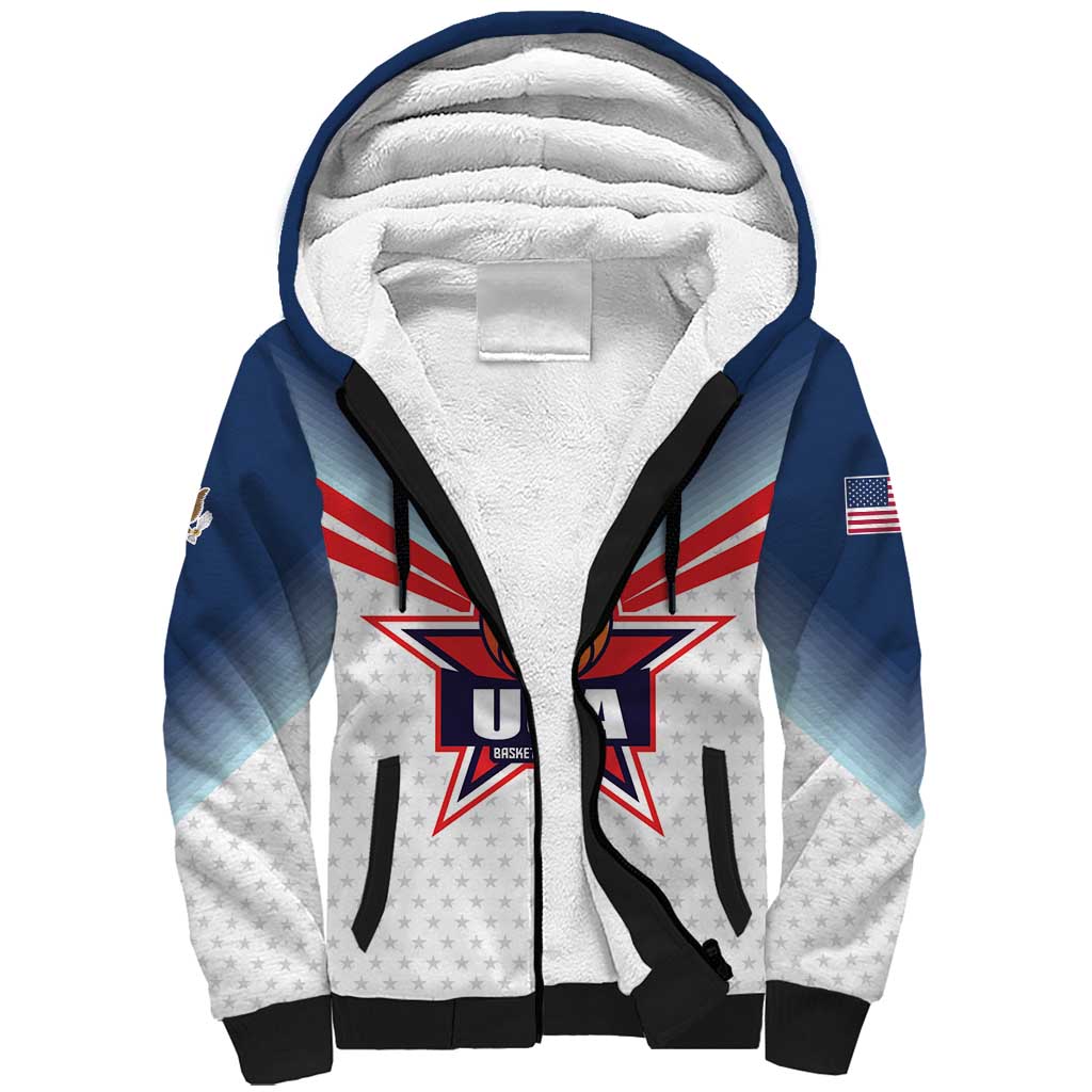 Custom USA Basketball Team Sherpa Hoodie Shine Like Stars