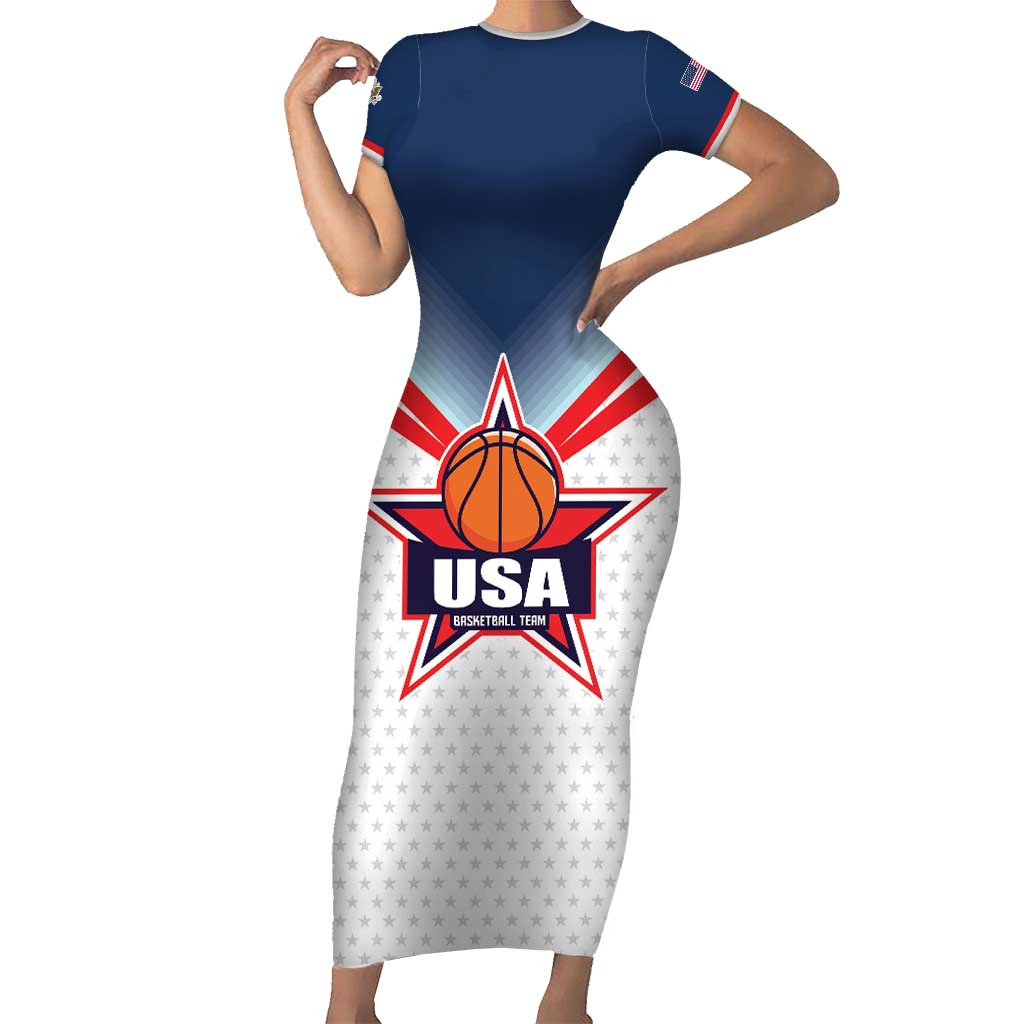 Custom USA Basketball Team Short Sleeve Bodycon Dress Shine Like Stars