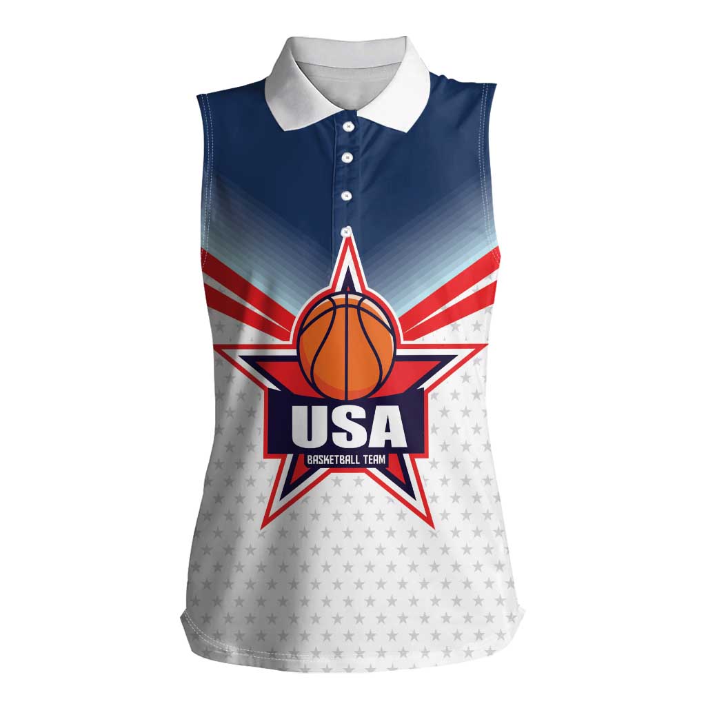 Custom USA Basketball Team Women Sleeveless Polo Shirt Shine Like Stars