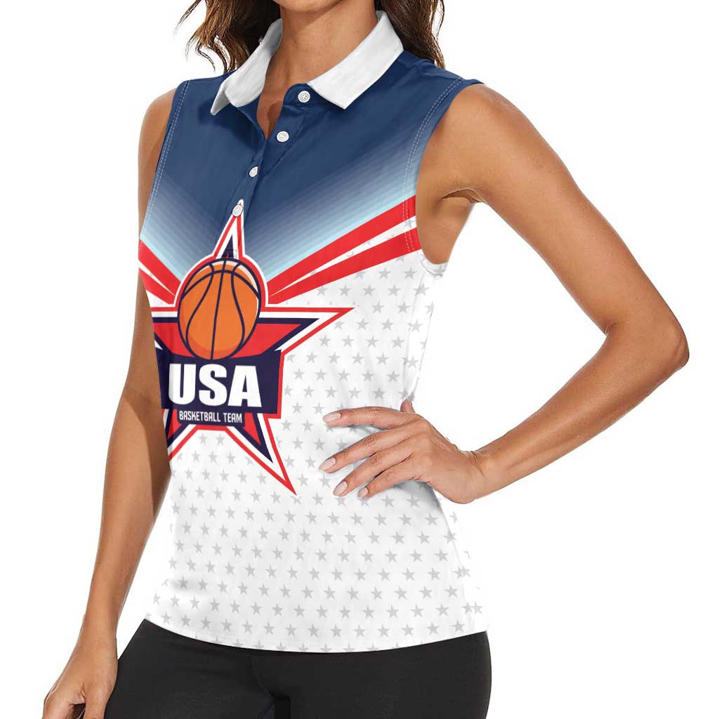 Custom USA Basketball Team Women Sleeveless Polo Shirt Shine Like Stars