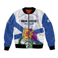 Personalized Canada Nova Scotia Province Bomber Jacket One Defends and The Other Conquers