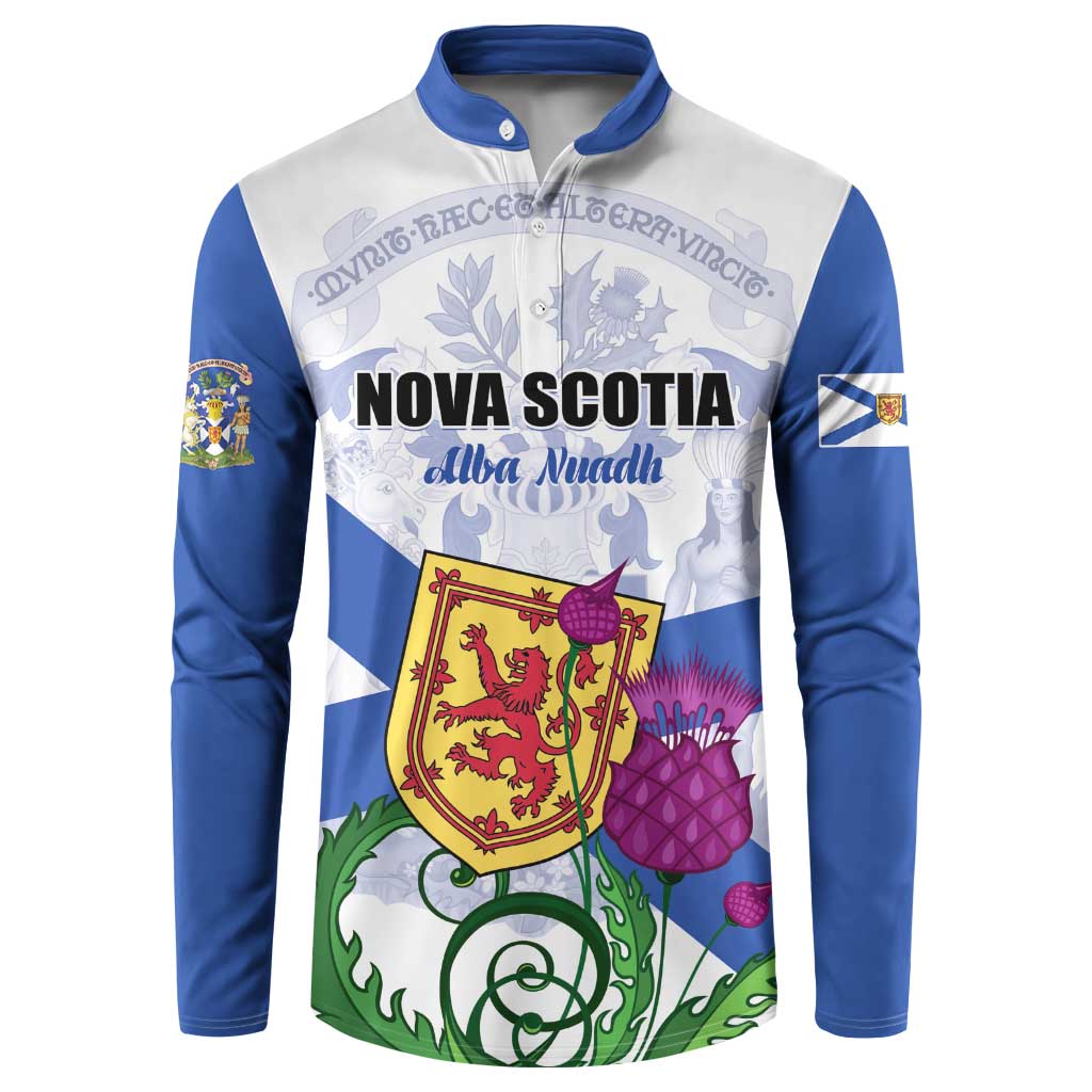 Personalized Canada Nova Scotia Province Button Sweatshirt One Defends and The Other Conquers