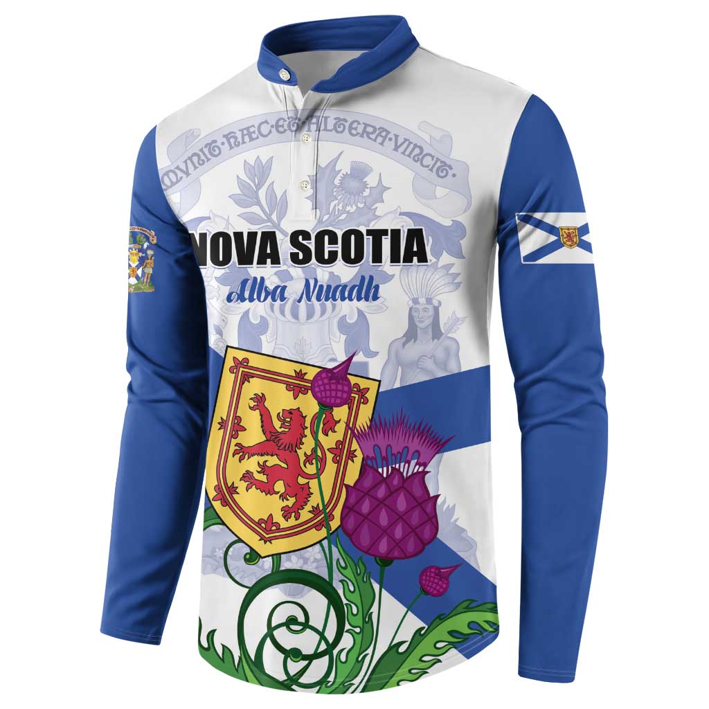 Personalized Canada Nova Scotia Province Button Sweatshirt One Defends and The Other Conquers