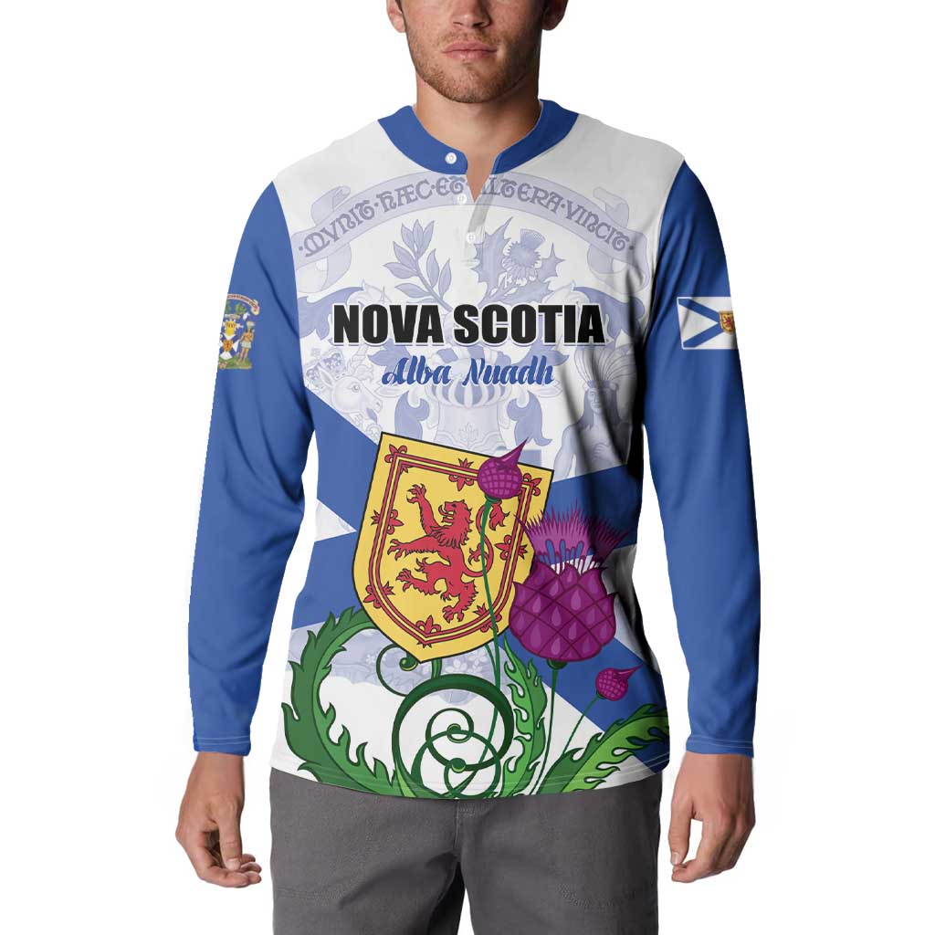 Personalized Canada Nova Scotia Province Button Sweatshirt One Defends and The Other Conquers