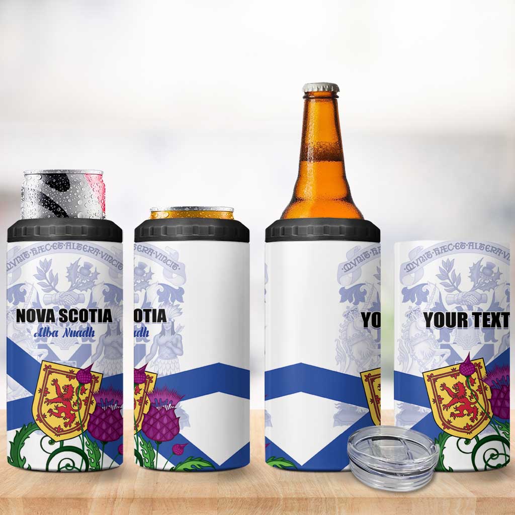 Personalized Canada Nova Scotia Province 4 in 1 Can Cooler Tumbler One defends and the other conquers