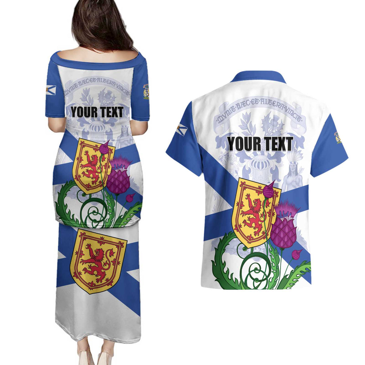 Personalized Canada Nova Scotia Province Couples Matching Puletasi and Hawaiian Shirt One Defends and The Other Conquers