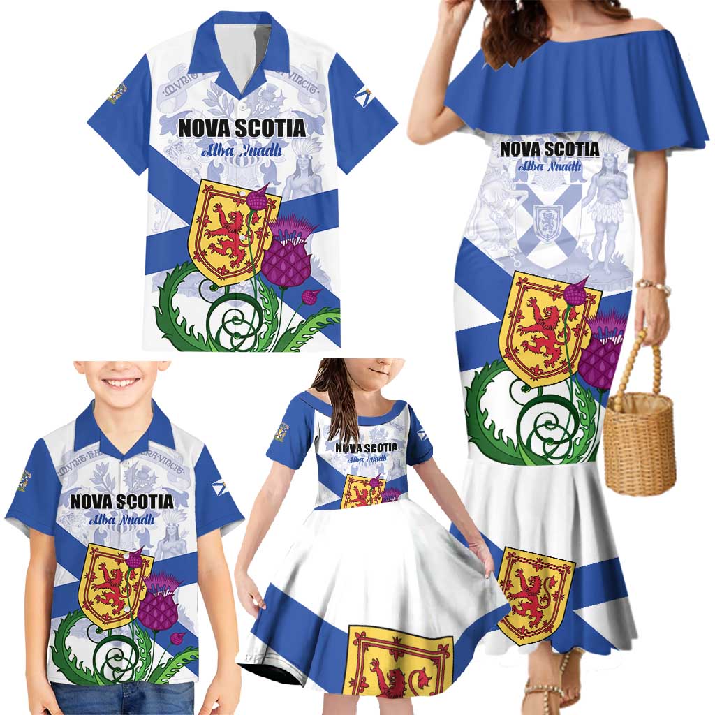 Personalized Canada Nova Scotia Province Family Matching Mermaid Dress and Hawaiian Shirt One Defends and The Other Conquers