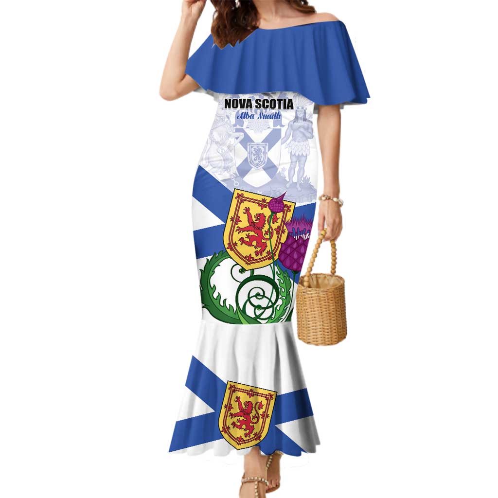 Personalized Canada Nova Scotia Province Family Matching Mermaid Dress and Hawaiian Shirt One Defends and The Other Conquers