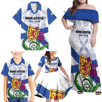 Personalized Canada Nova Scotia Province Family Matching Off Shoulder Maxi Dress and Hawaiian Shirt One Defends and The Other Conquers