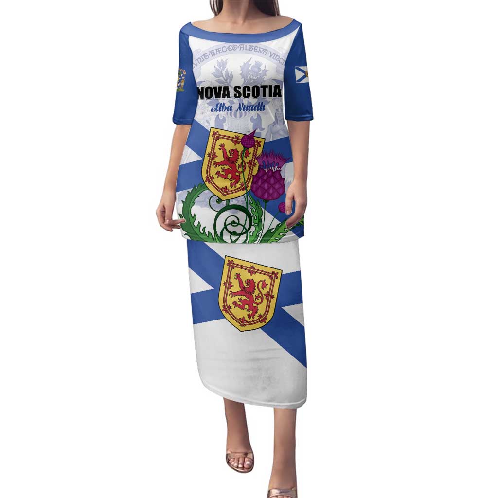 Personalized Canada Nova Scotia Province Family Matching Puletasi and Hawaiian Shirt One Defends and The Other Conquers