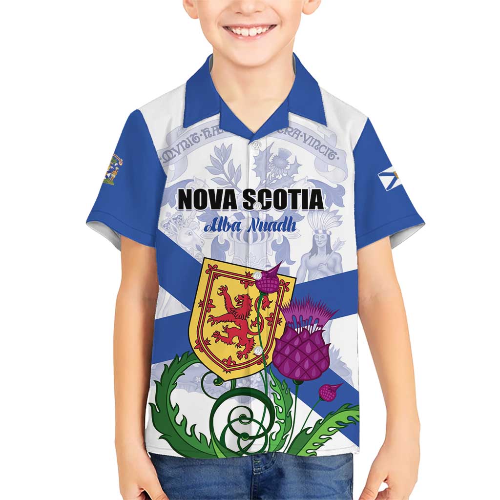 Personalized Canada Nova Scotia Province Kid Hawaiian Shirt One Defends and The Other Conquers