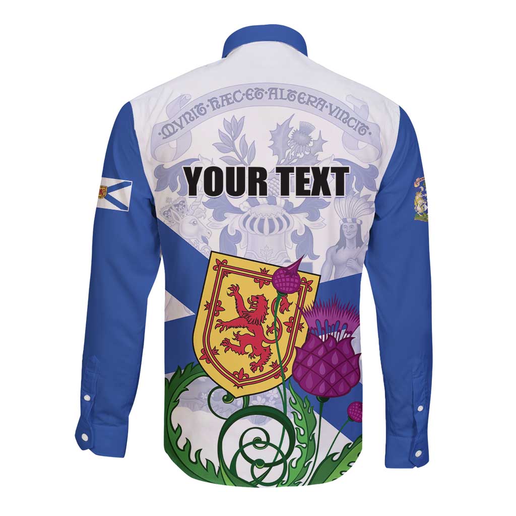 Personalized Canada Nova Scotia Province Long Sleeve Button Shirt One Defends and The Other Conquers