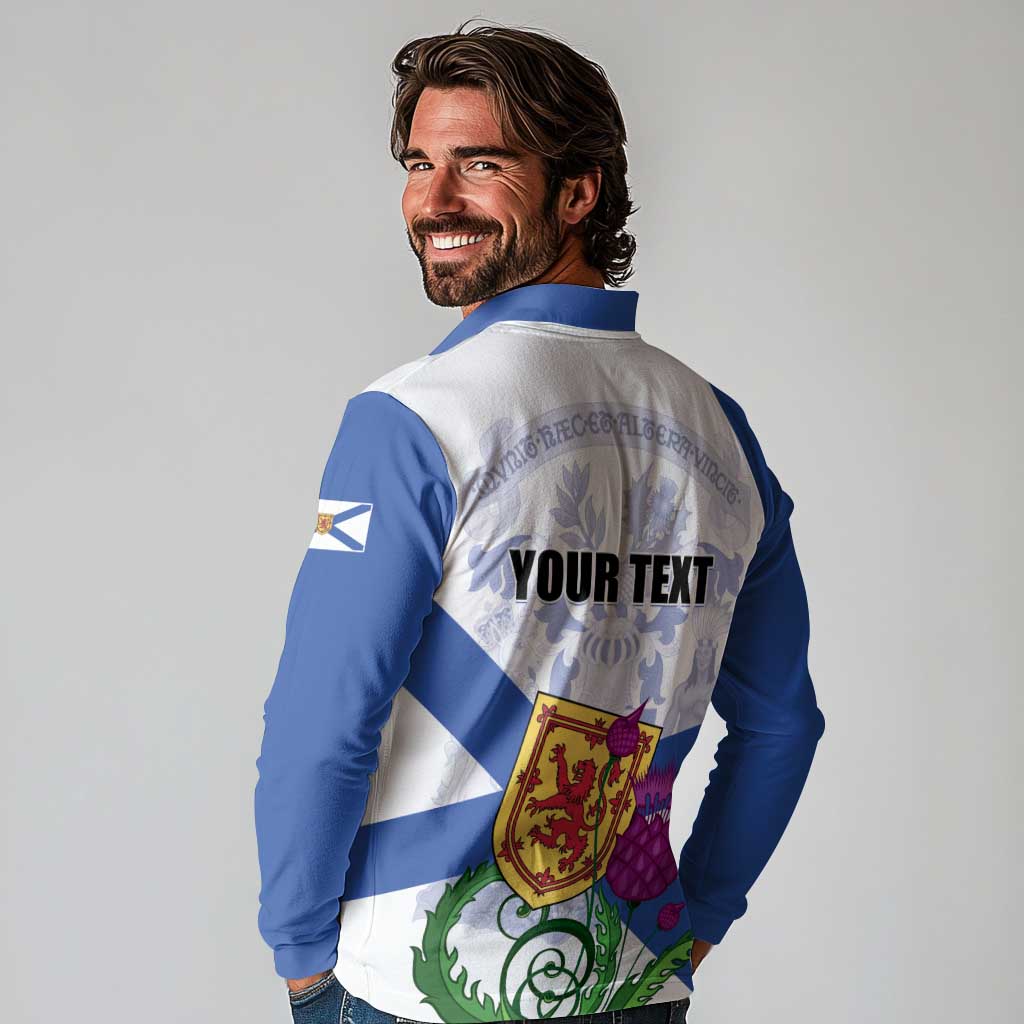 Personalized Canada Nova Scotia Province Long Sleeve Polo Shirt One Defends and The Other Conquers