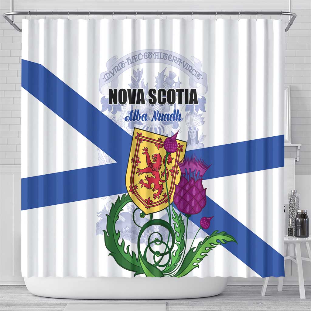 Canada Nova Scotia Province Shower Curtain One Defends and The Other Conquers