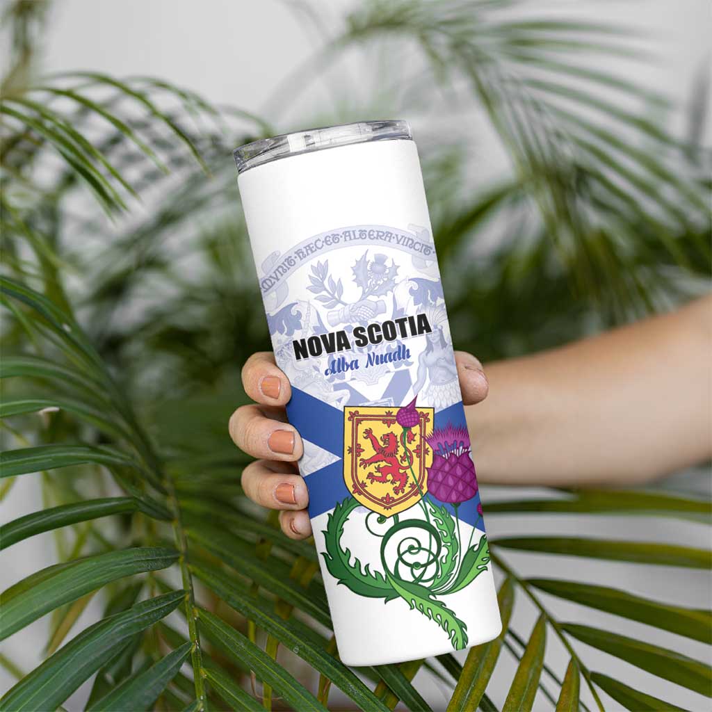 Personalized Canada Nova Scotia Province Skinny Tumbler One defends and the other conquers