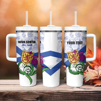 Personalized Canada Nova Scotia Province Tumbler With Handle One defends and the other conquers