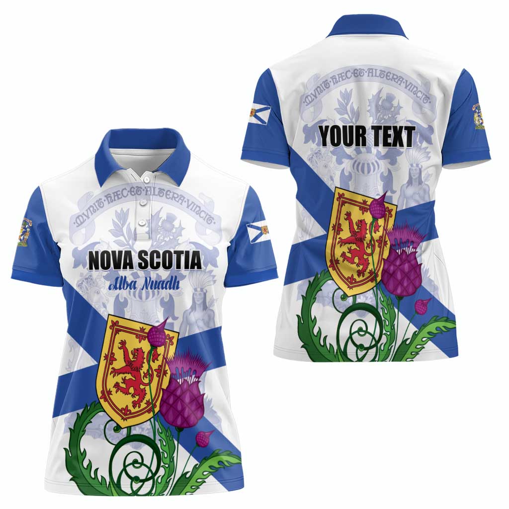 Personalized Canada Nova Scotia Province Women Polo Shirt One Defends and The Other Conquers