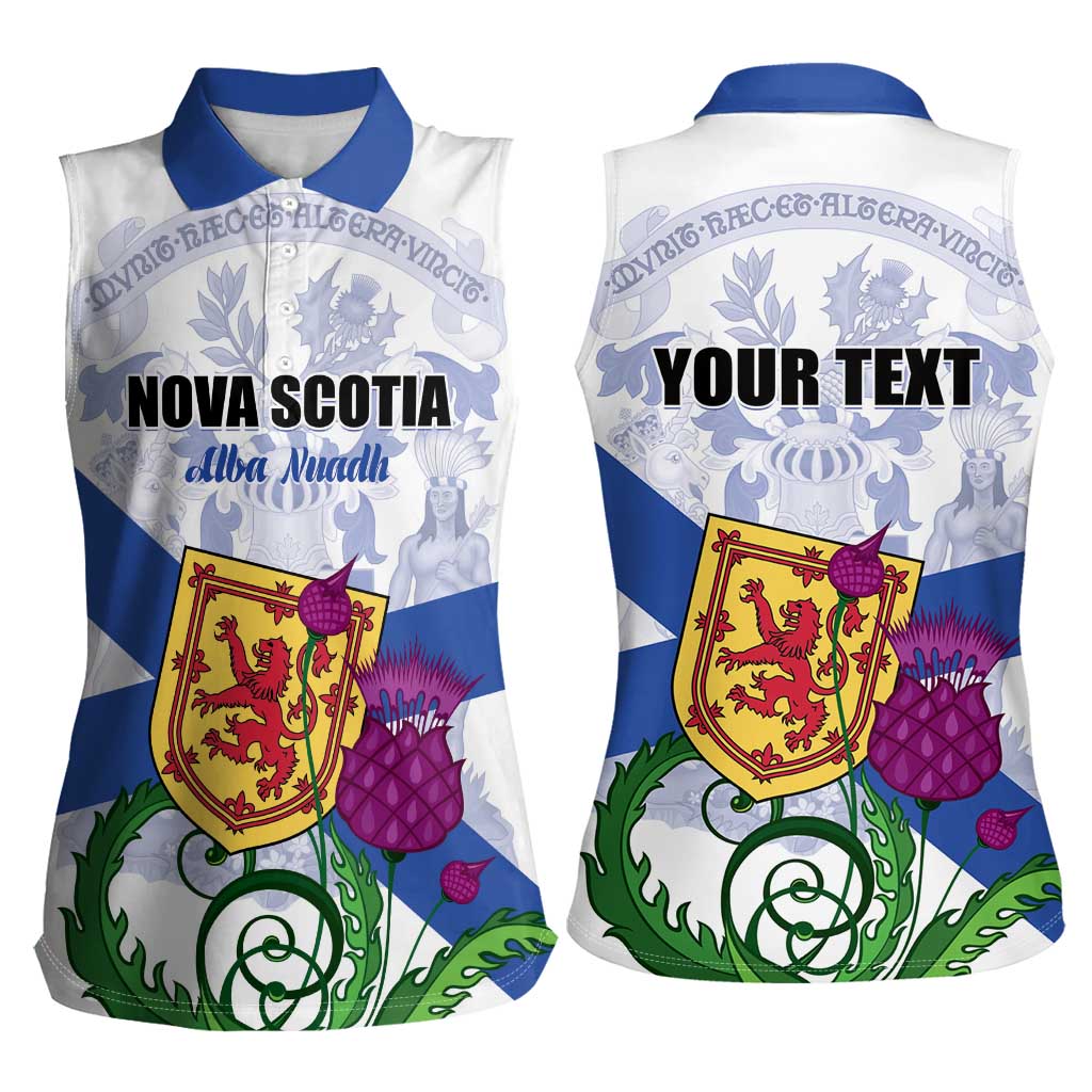 Personalized Canada Nova Scotia Province Women Sleeveless Polo Shirt One Defends and The Other Conquers
