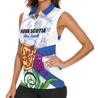 Personalized Canada Nova Scotia Province Women Sleeveless Polo Shirt One Defends and The Other Conquers