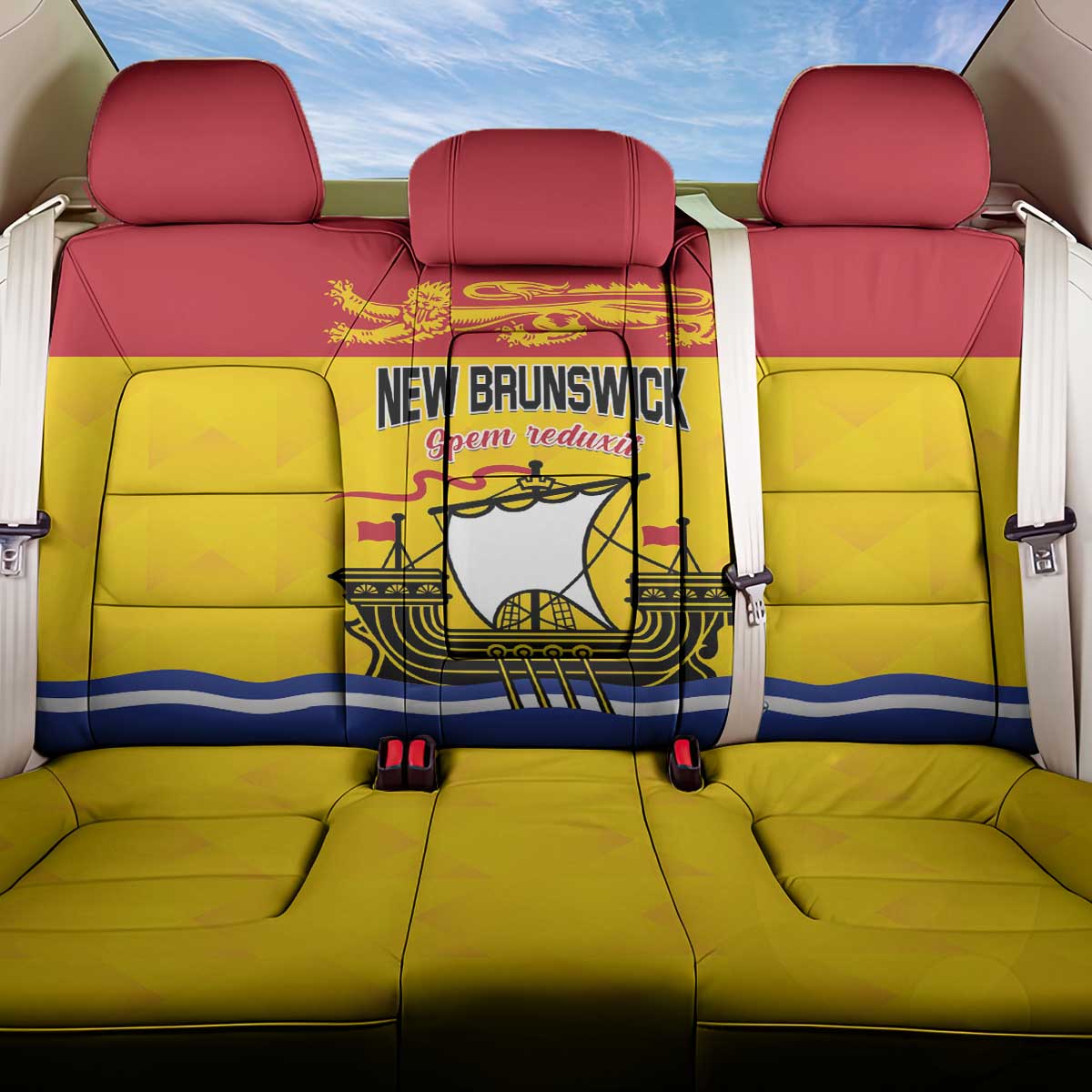 Canada New Brunswick Province Back Car Seat Cover Golden Lion Lymphad