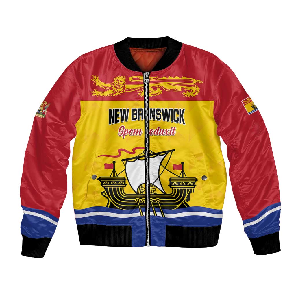 Personalized Canada New Brunswick Province Bomber Jacket Golden Lion Lymphad