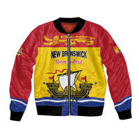 Personalized Canada New Brunswick Province Bomber Jacket Golden Lion Lymphad