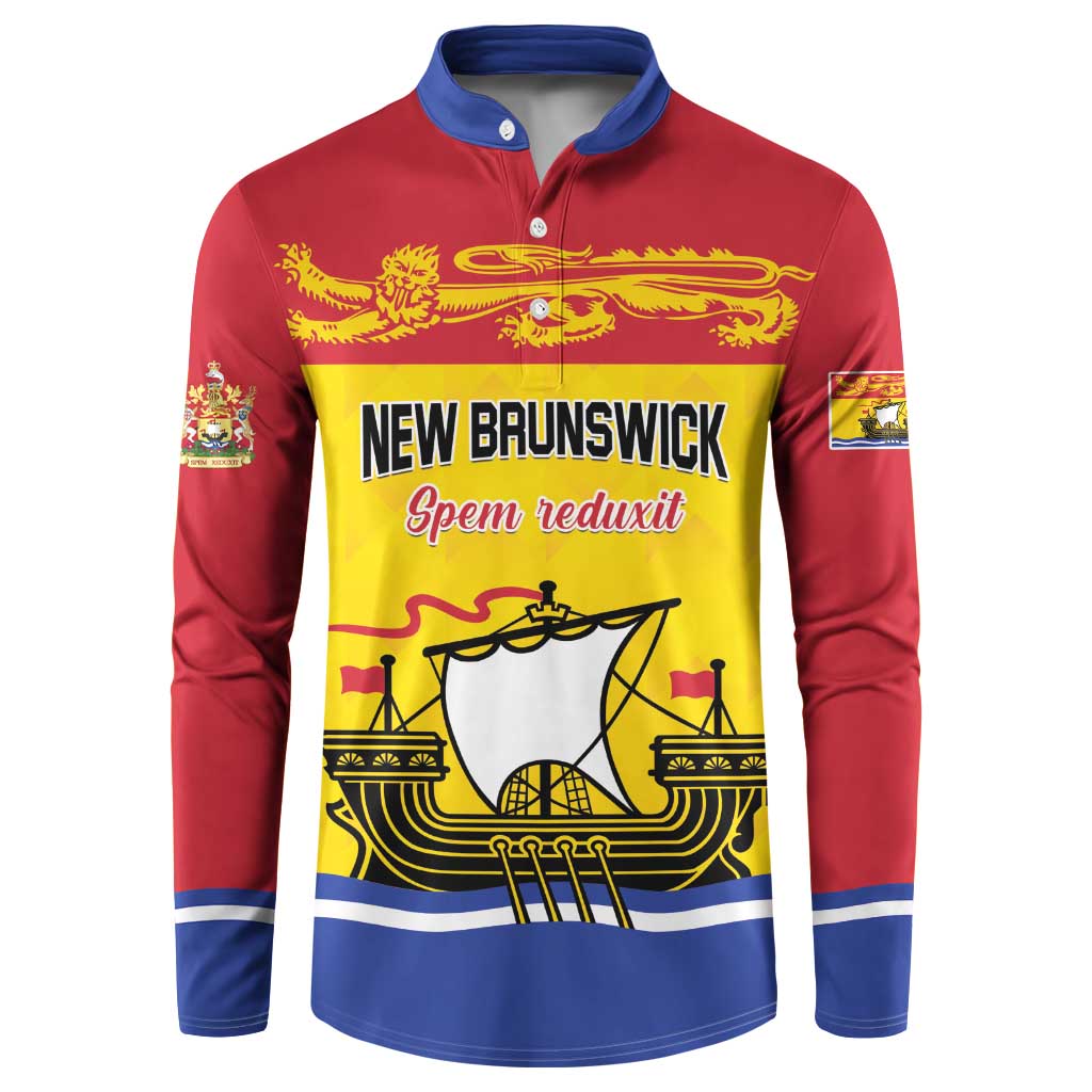 Personalized Canada New Brunswick Province Button Sweatshirt Golden Lion Lymphad