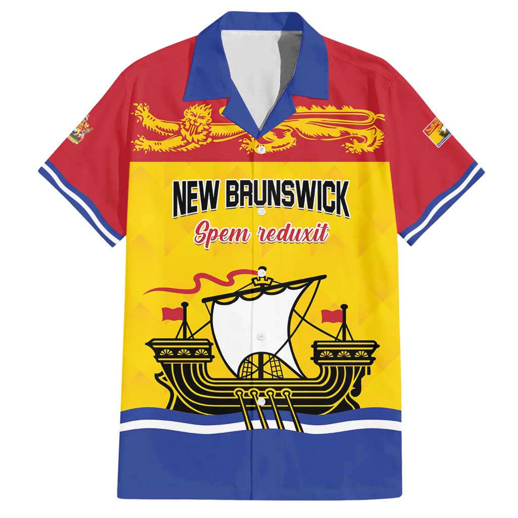 Personalized Canada New Brunswick Province Family Matching Long Sleeve Bodycon Dress and Hawaiian Shirt Golden Lion Lymphad