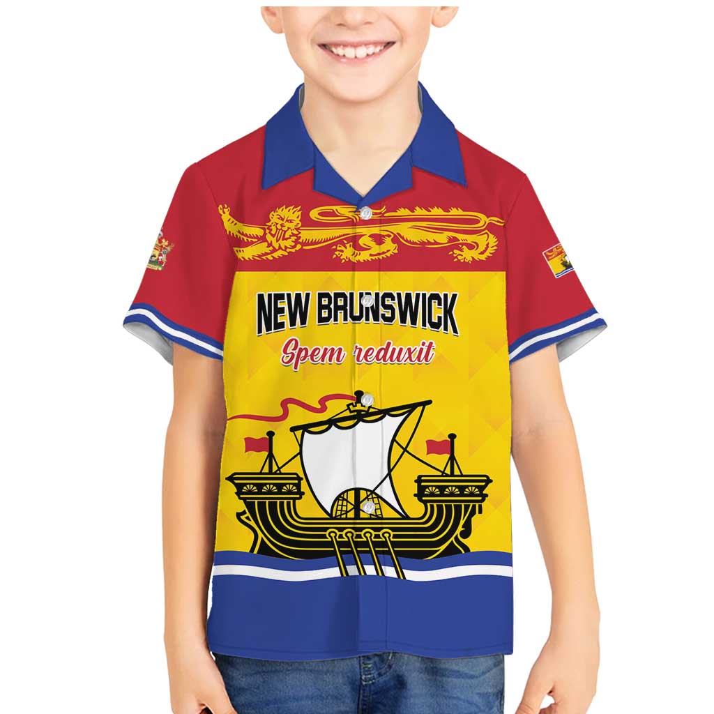 Personalized Canada New Brunswick Province Family Matching Mermaid Dress and Hawaiian Shirt Golden Lion Lymphad