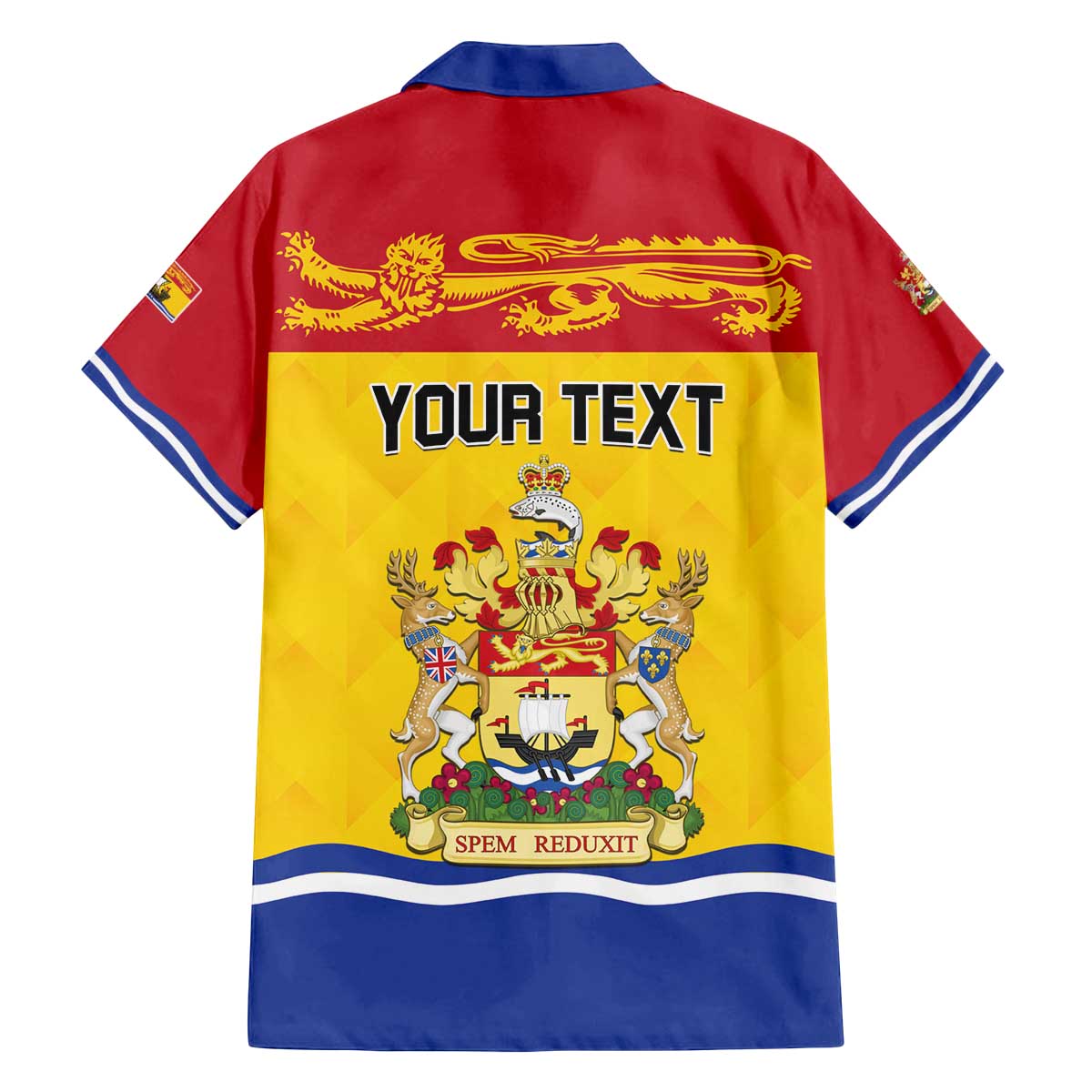 Personalized Canada New Brunswick Province Family Matching Off The Shoulder Long Sleeve Dress and Hawaiian Shirt Golden Lion Lymphad