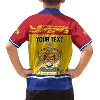 Personalized Canada New Brunswick Province Family Matching Off Shoulder Short Dress and Hawaiian Shirt Golden Lion Lymphad