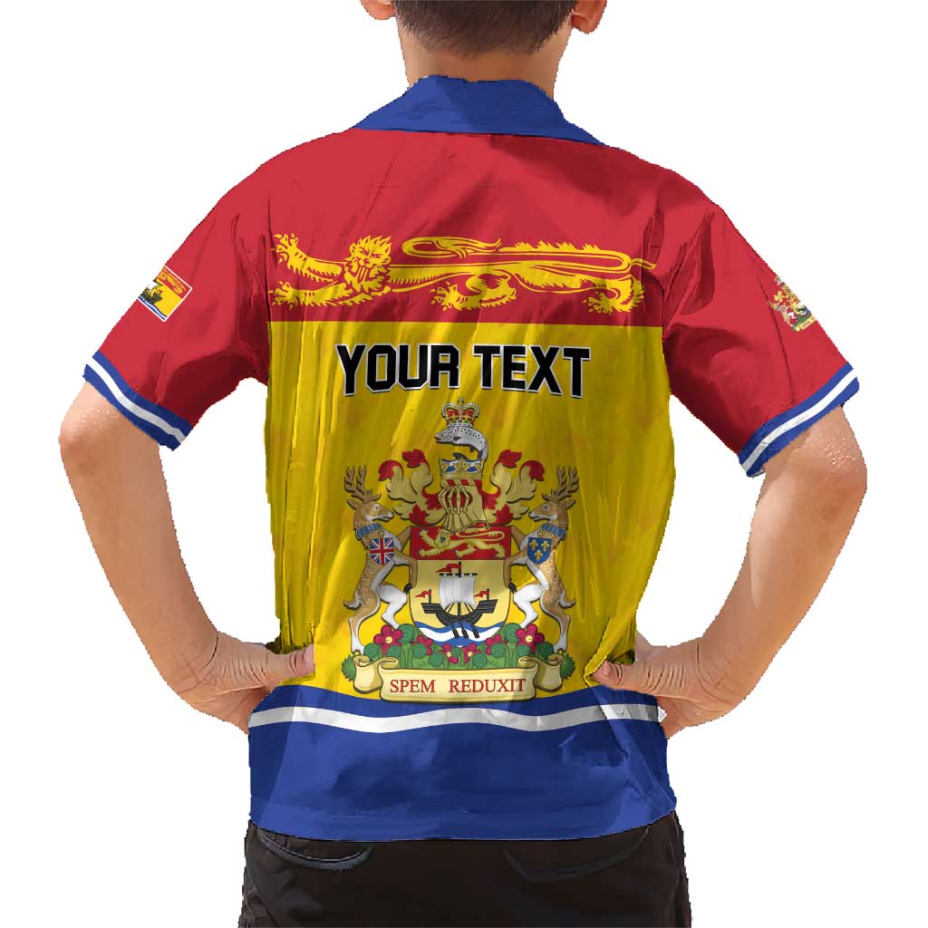 Personalized Canada New Brunswick Province Family Matching Short Sleeve Bodycon Dress and Hawaiian Shirt Golden Lion Lymphad