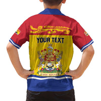 Personalized Canada New Brunswick Province Family Matching Short Sleeve Bodycon Dress and Hawaiian Shirt Golden Lion Lymphad