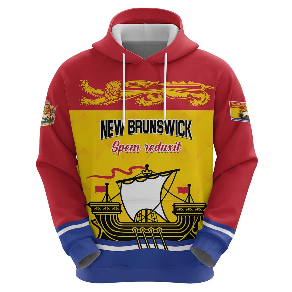 Personalized Canada New Brunswick Province Hoodie Golden Lion Lymphad