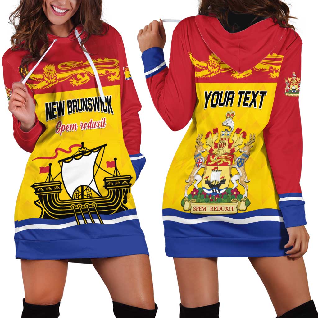 Personalized Canada New Brunswick Province Hoodie Dress Golden Lion Lymphad