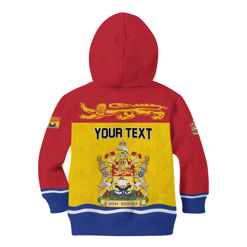 Personalized Canada New Brunswick Province Kid Hoodie Golden Lion Lymphad