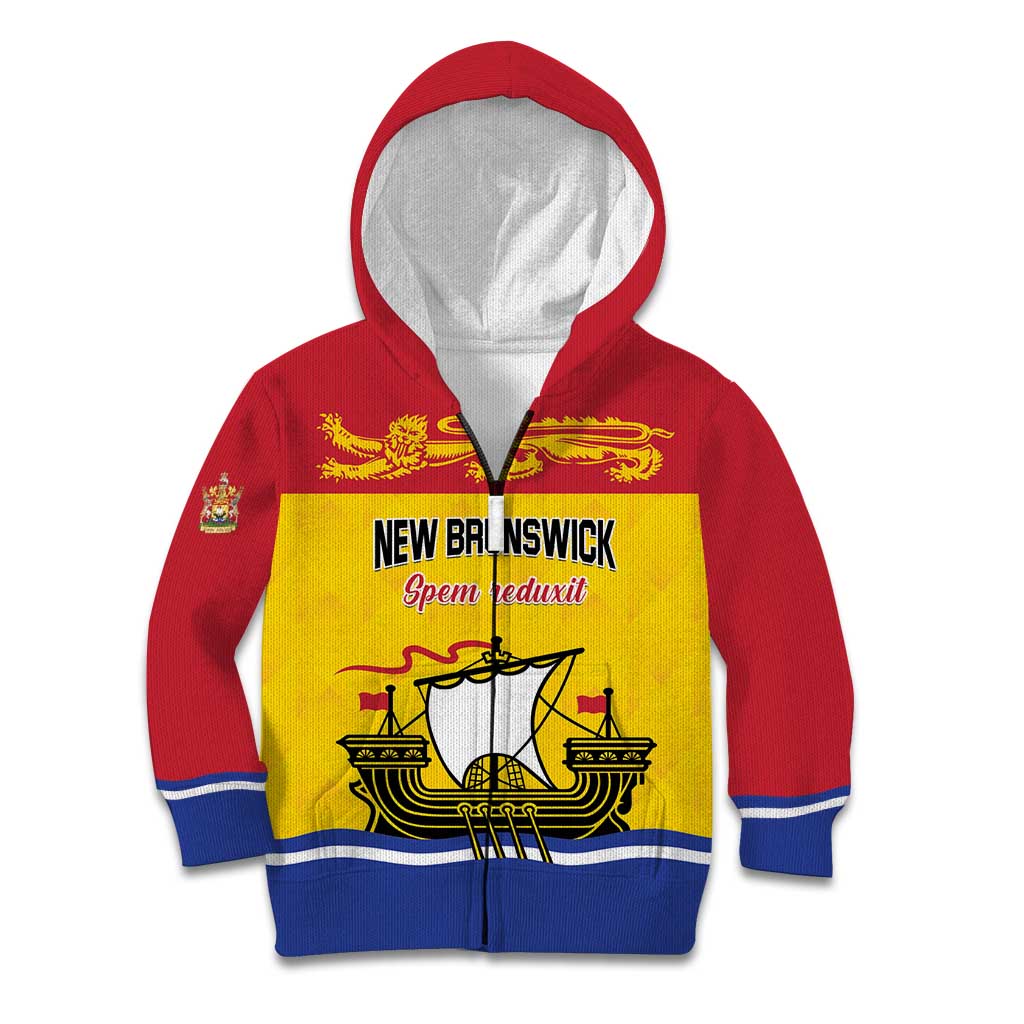 Personalized Canada New Brunswick Province Kid Hoodie Golden Lion Lymphad