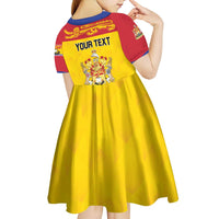 Personalized Canada New Brunswick Province Kid Short Sleeve Dress Golden Lion Lymphad