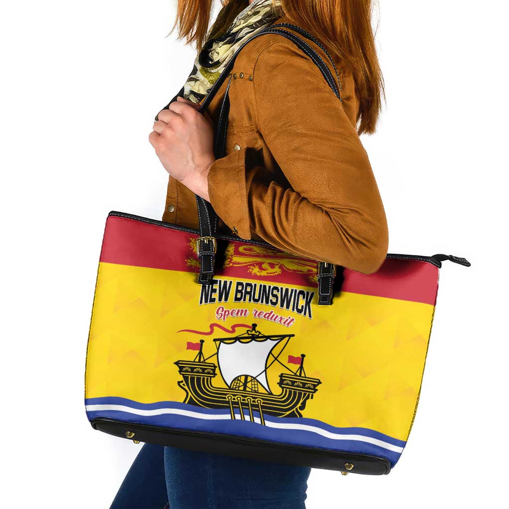 Canada New Brunswick Province Leather Tote Bag Golden Lion Lymphad